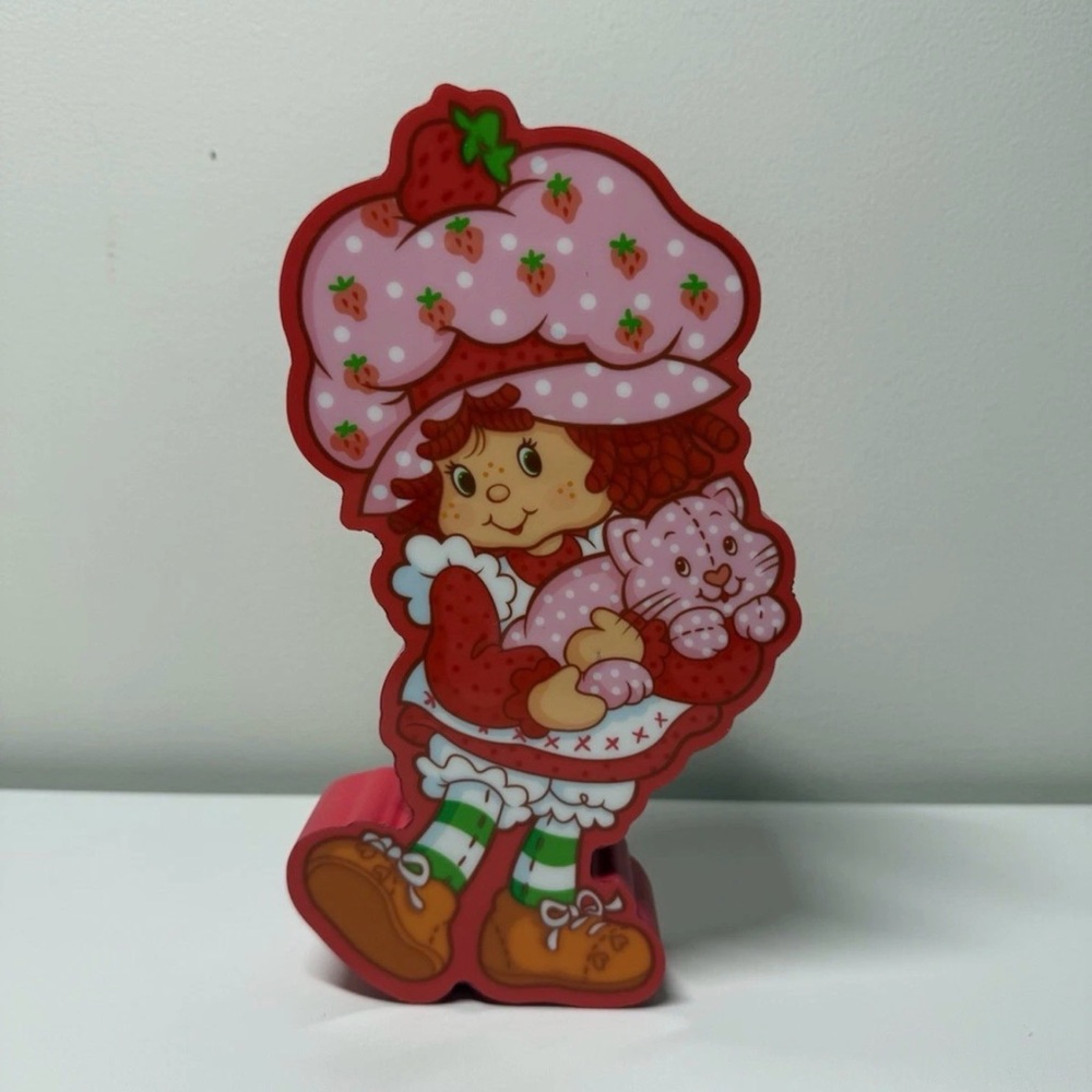 Strawberry Shortcake Wooden Wall Art Freestanding Red Custard Cat